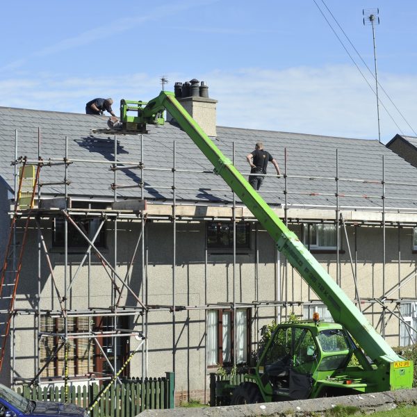 scaffolding around house